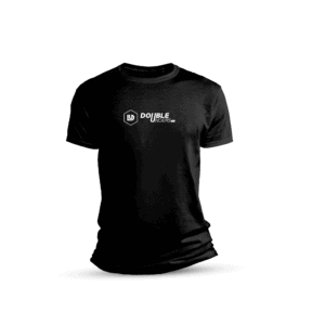 doubleunders t-shirt productfoto in de kleur zwart waarbij de voorkant op de foto staat