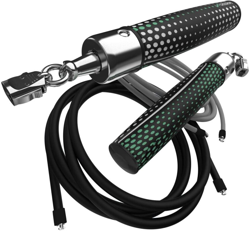 Voorbeeld van een verzwaard speed rope van het merk Crossrope. Gebruikt in onze blog. 
