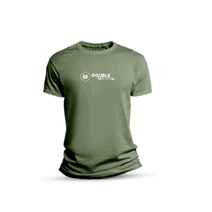 doubleunders t-shirt productfoto in de kleur groen waarbij de voorkant van het shirt zichtbaar is